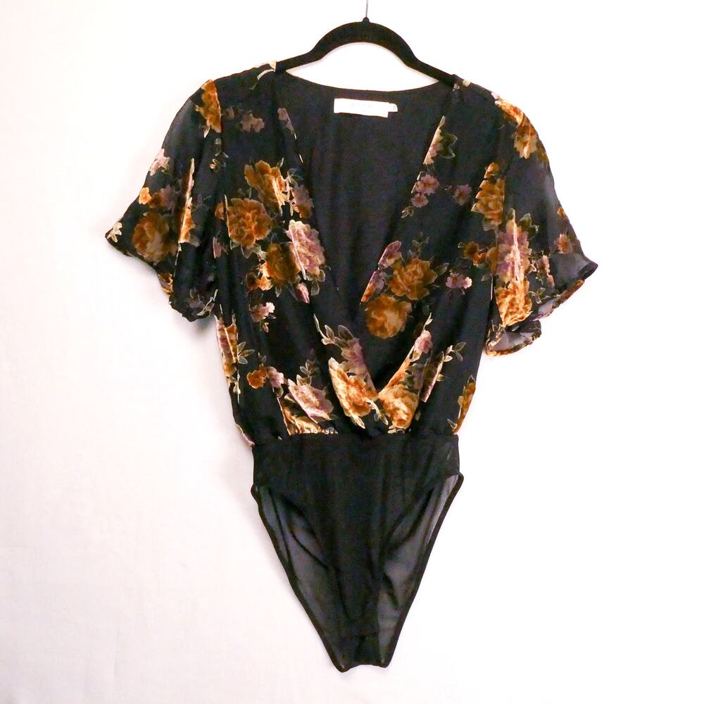 ASTR Eliza Velvet Burnout Bodysuit Size S Whimsigoth 90s Goth Flutter Romantic